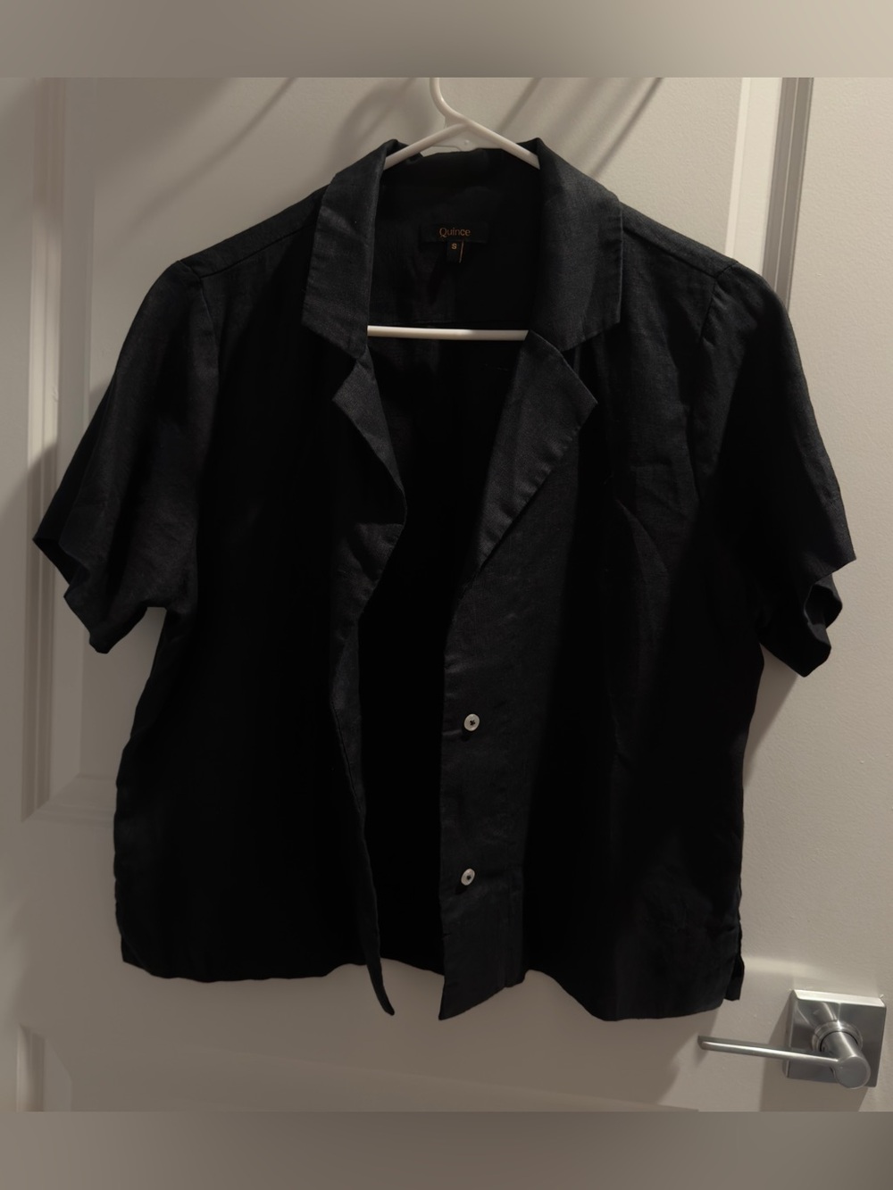 Quince Black Linen Lightweight Top